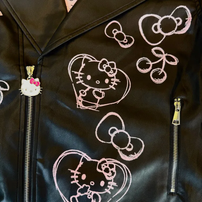 Hello Kitty x Lola + The Boys Graffiti Biker Jacket barnejakke svart