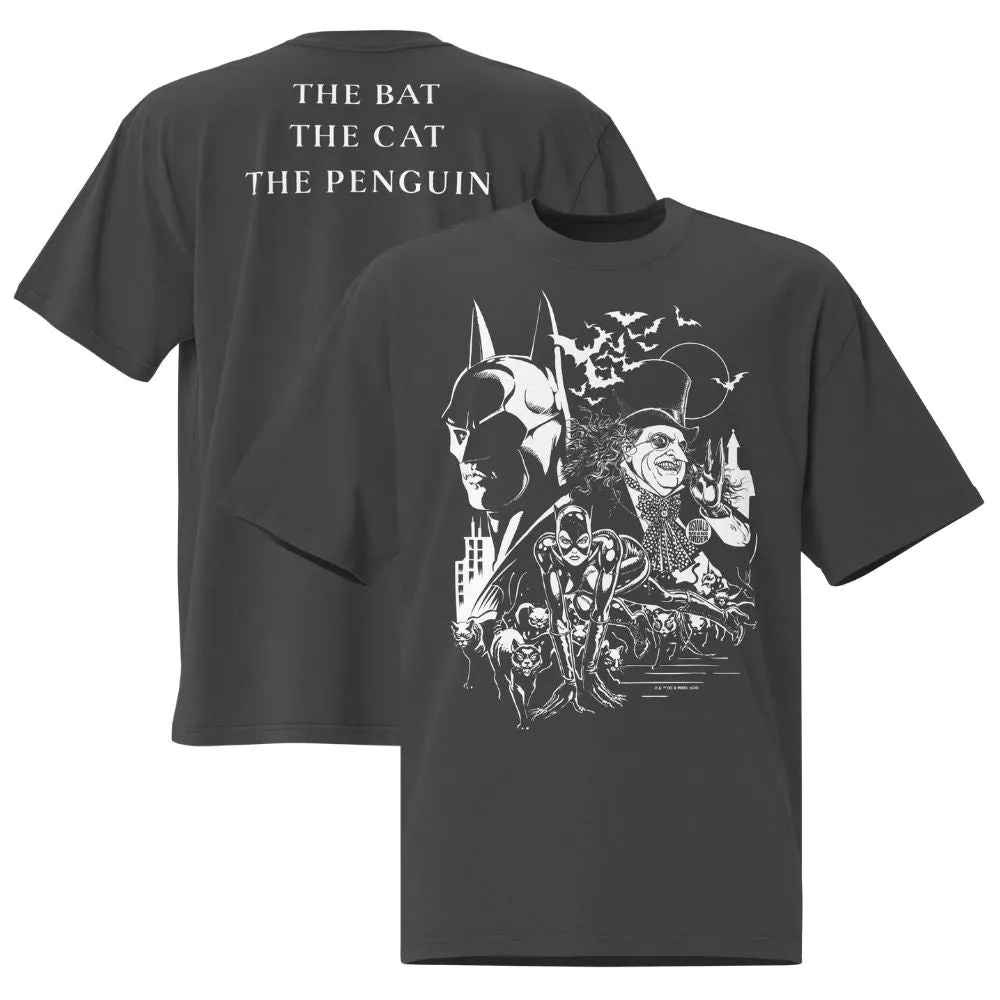 Batman BATMAN RETURNS The Bat The Cat The Penguin oversized T-skjorte
