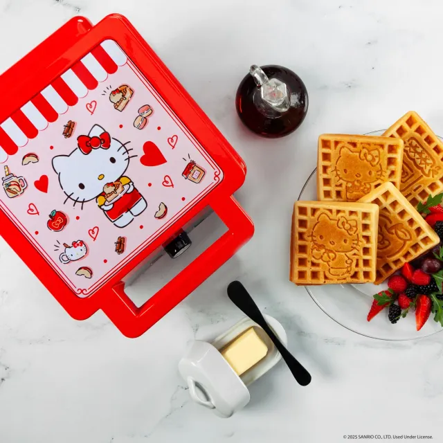 Hello Kitty Deluxe vaffeljern rød med justerbar varme