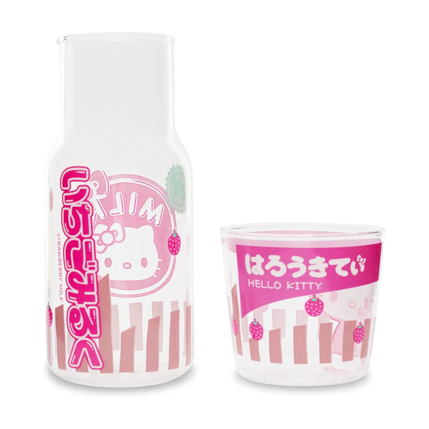 Hello Kitty Glass Carafe and Cup Set Strawberry Milk karaffelsett