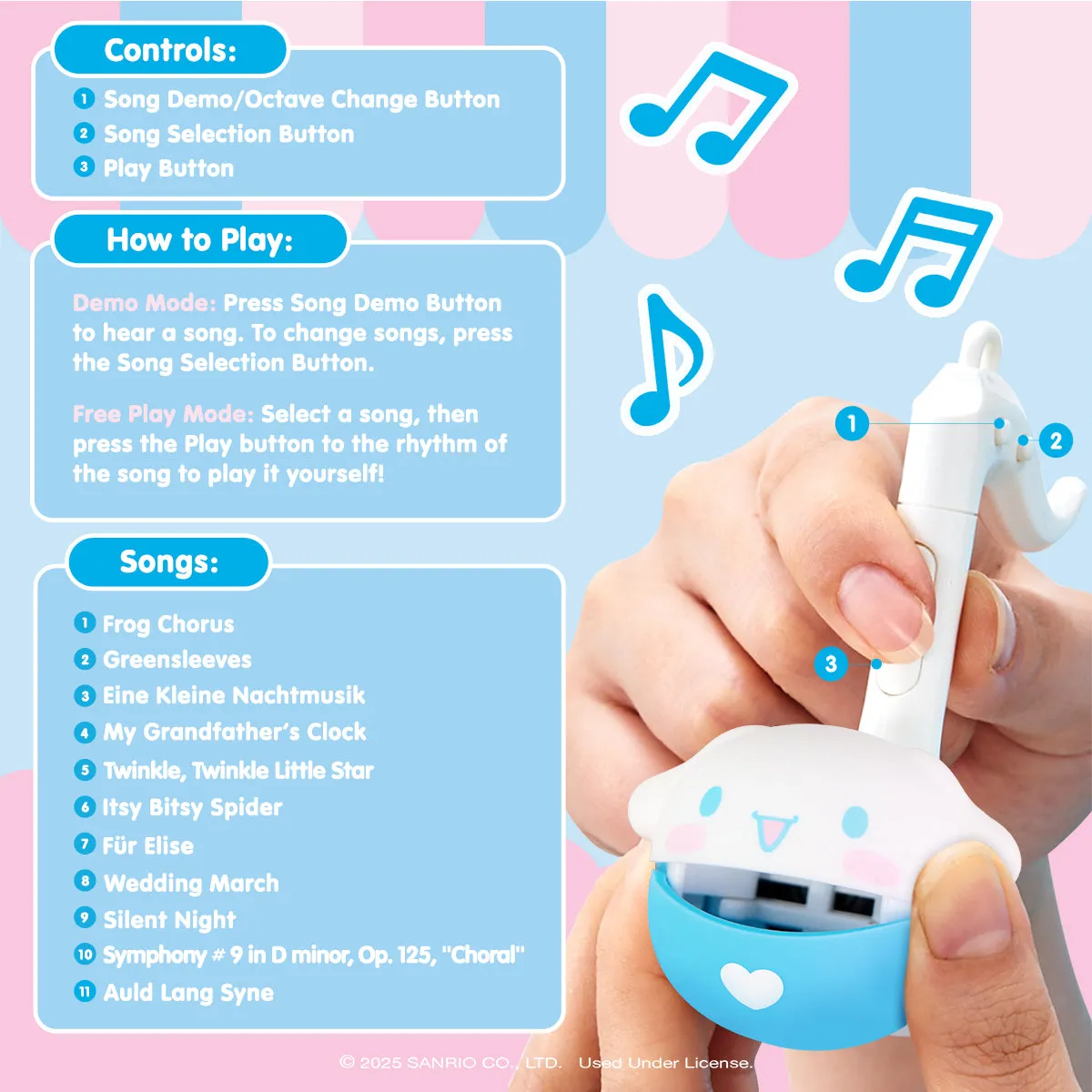 Hello Kitty Cinnamoroll Mini Otamatone Melody Charm nøkkelring