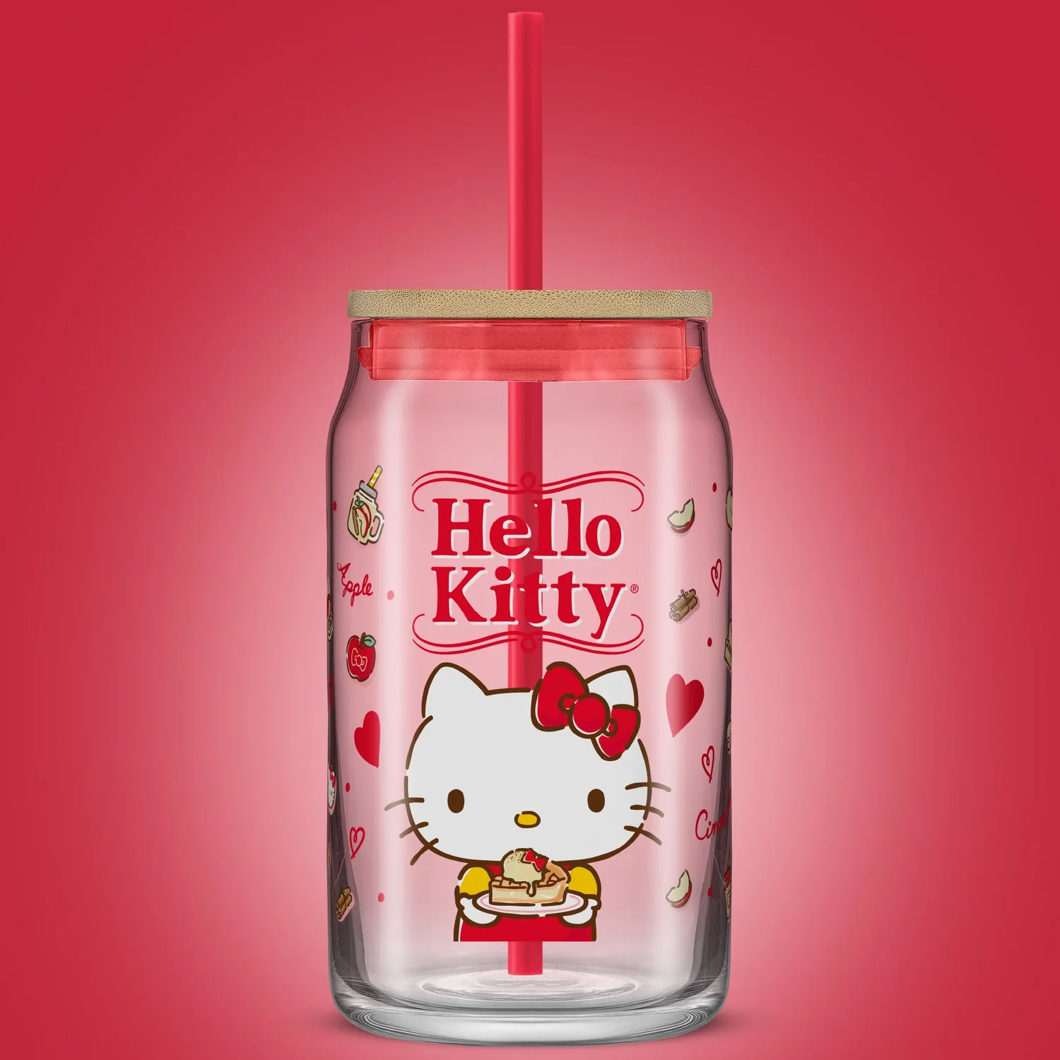 Hello Kitty Favorite Flavor Lidded Glass Tumbler glass med lokk 473 ml