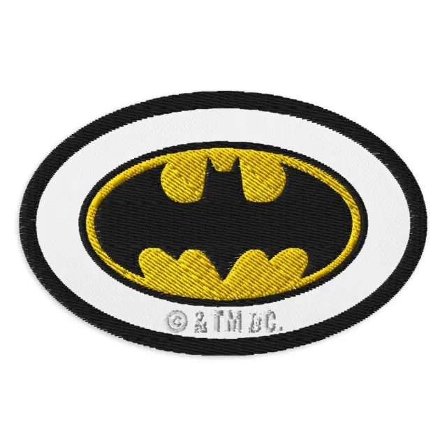 Batman Patch with the Official Embroidered Logo brodert merke White oval 4 × 2,6 in