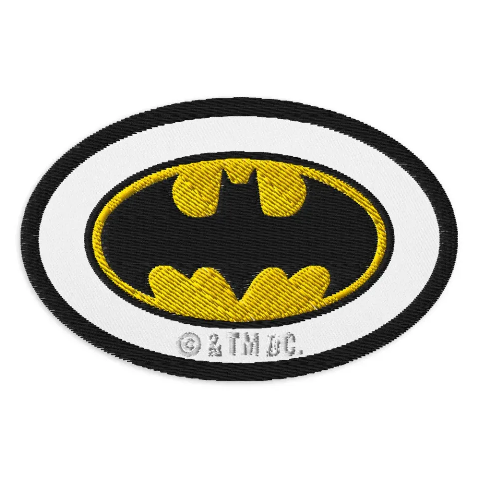Batman Patch with the Official Embroidered Logo brodert merke White oval 4 × 2,6 in
