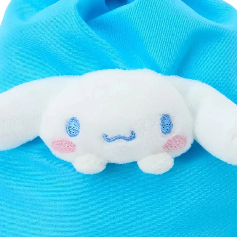 Hello Kitty Cinnamoroll Face Plush Drawstring Travel Pouch snørepung