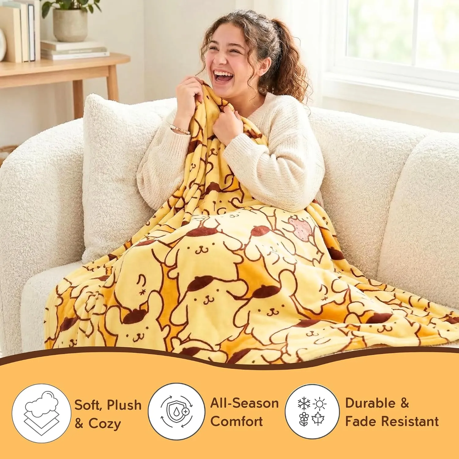 Hello Kitty Pompompurin Throw Blanket (On Repeat) pledd
