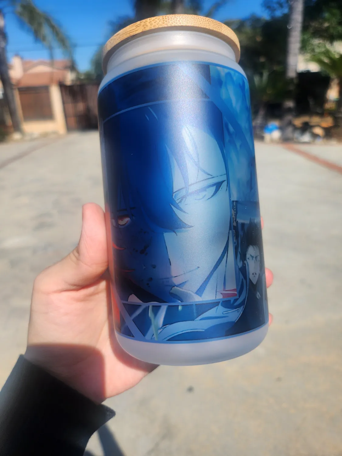 Anitaku Jinwoo 16oz glasskopp med bambuslokk