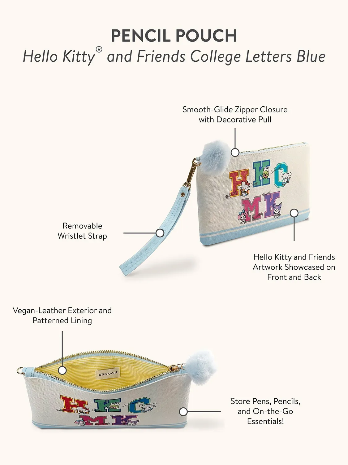 Hello Kitty and Friends College Letters pennal blått