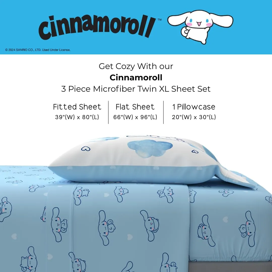 Hello Kitty Cinnamoroll Bouncing Clouds laken microfiber Twin 3 deler flerfarget