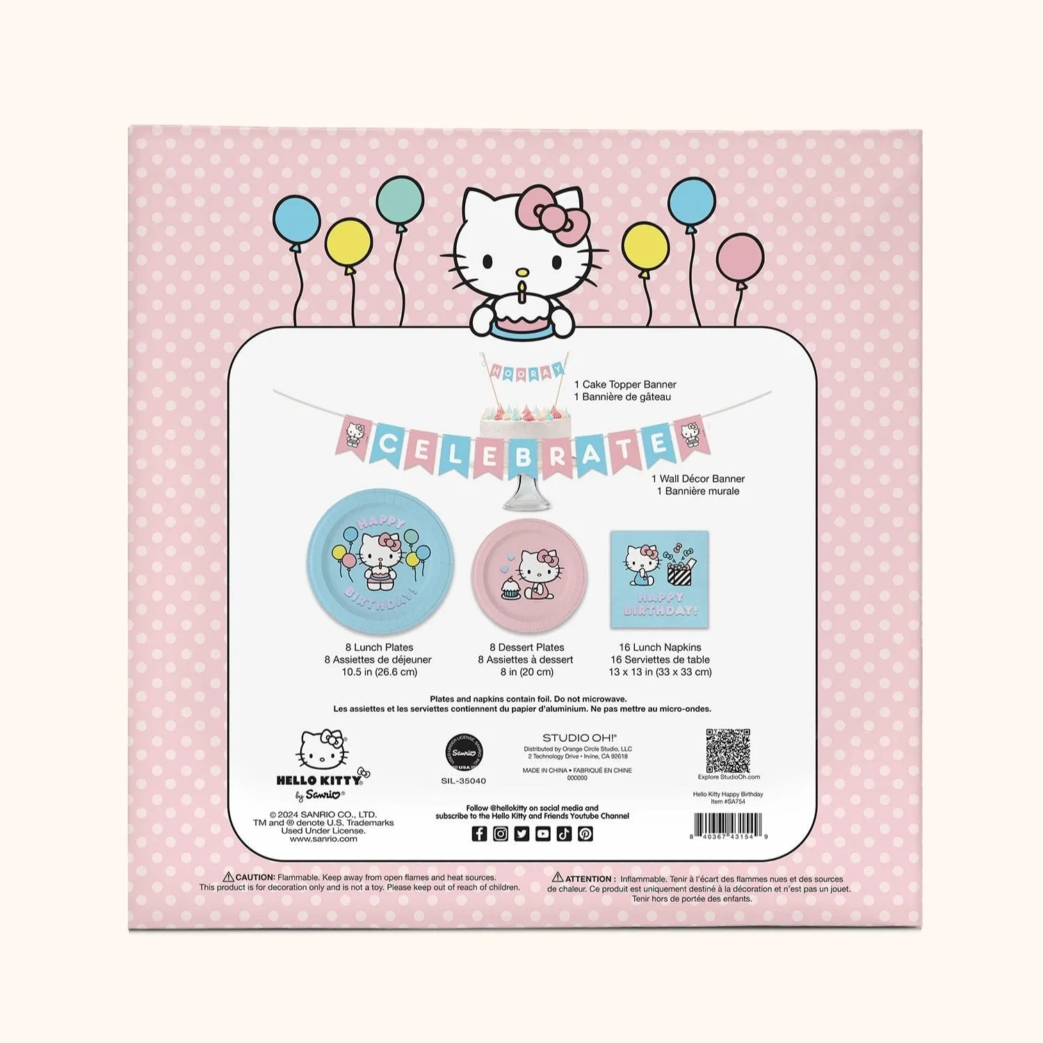 Hello Kitty Happy Birthday festsett papir, komplett bursdagspakke