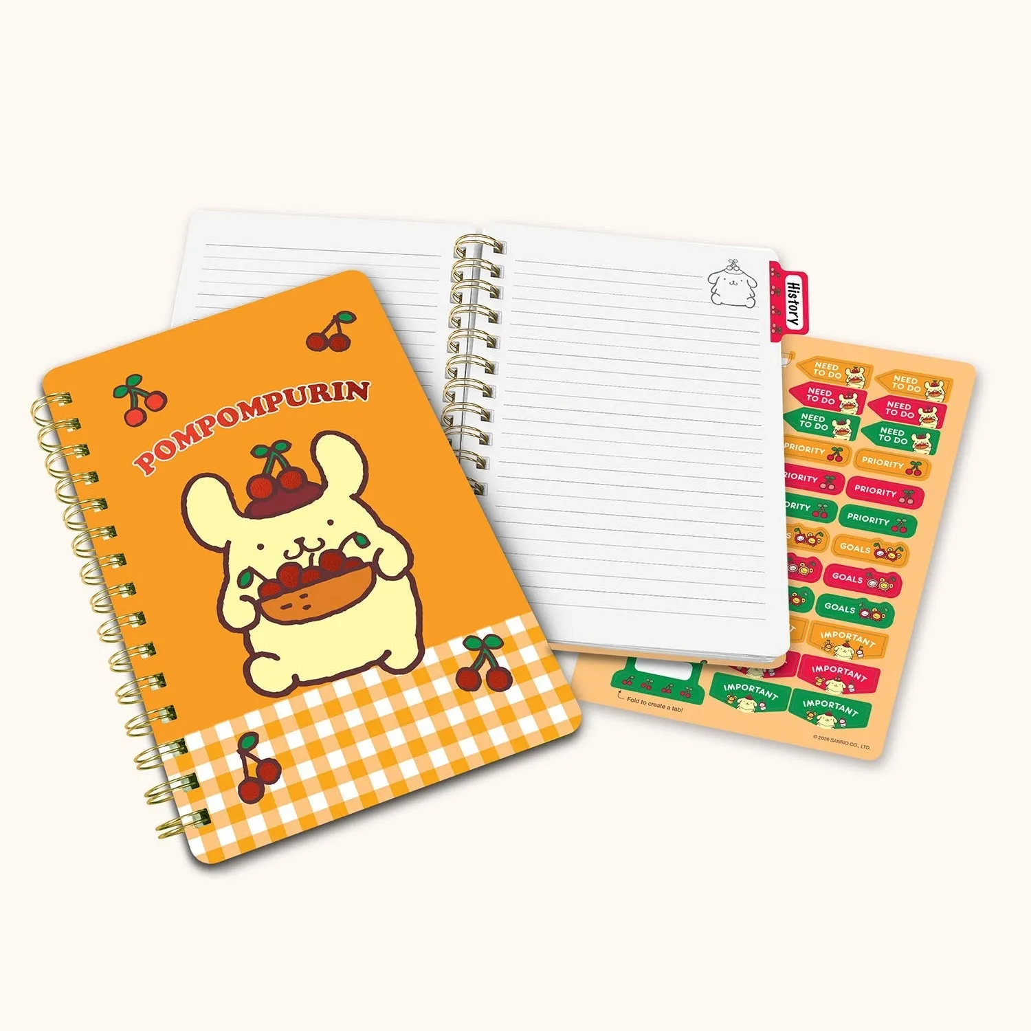 Pompompurin x Studio Oh! Cherries Agatha notatbok med klistremerker