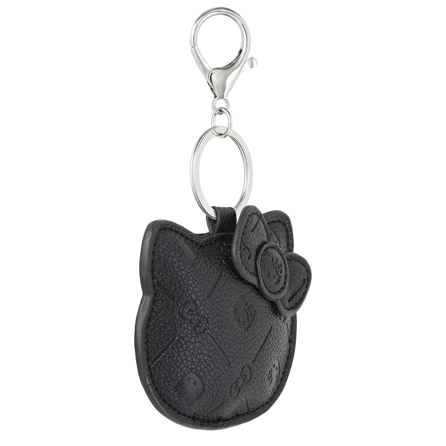 Hello Kitty Debossed Keychain nøkkelring svart med sølvfinish