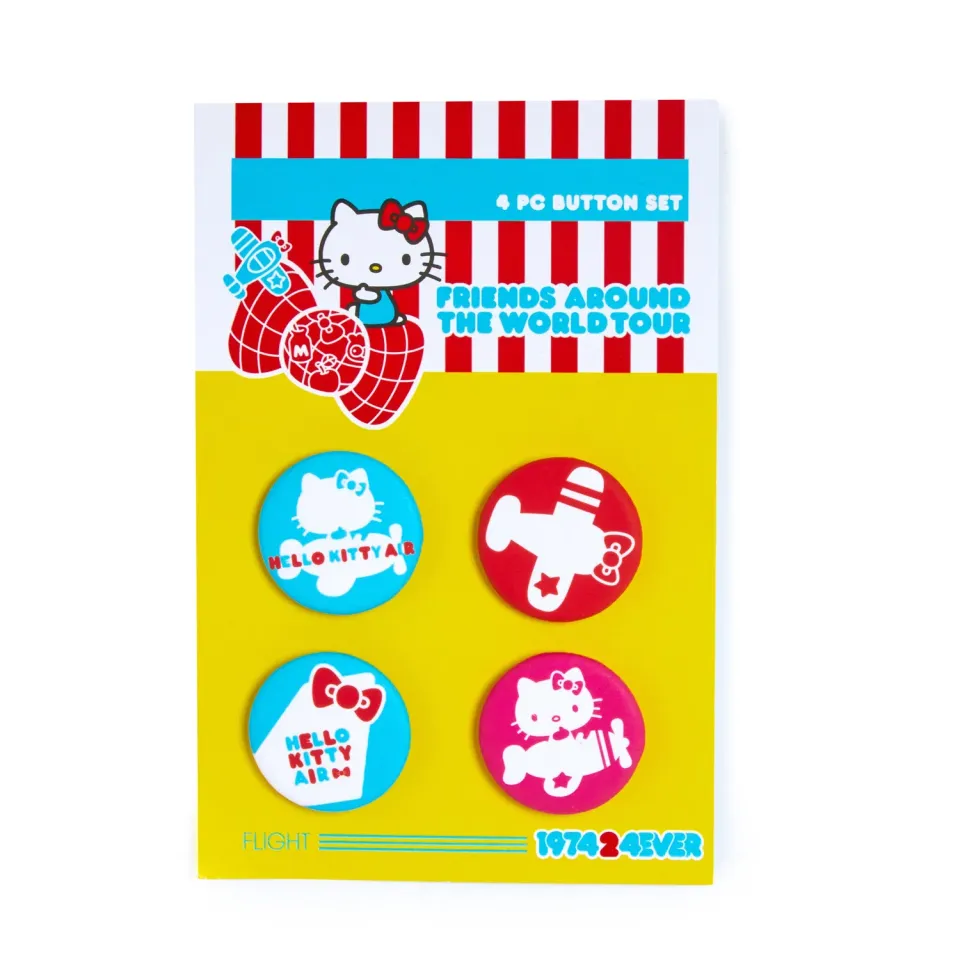 Hello Kitty Friends Around The World Tour knapper 4-pakning grafisk motiv