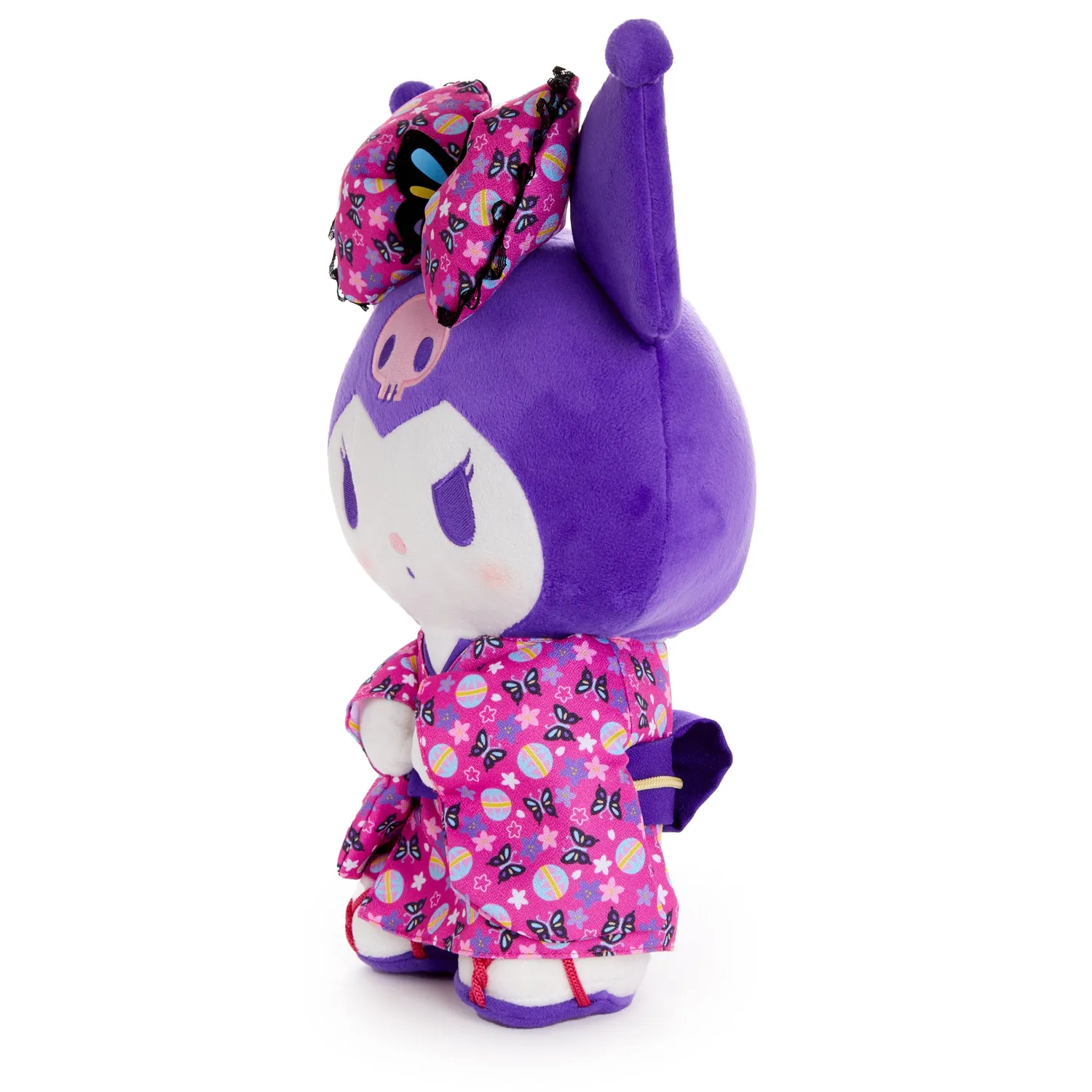 Hello Kitty Kuromi 14" stående plysjbamse rosa kimono