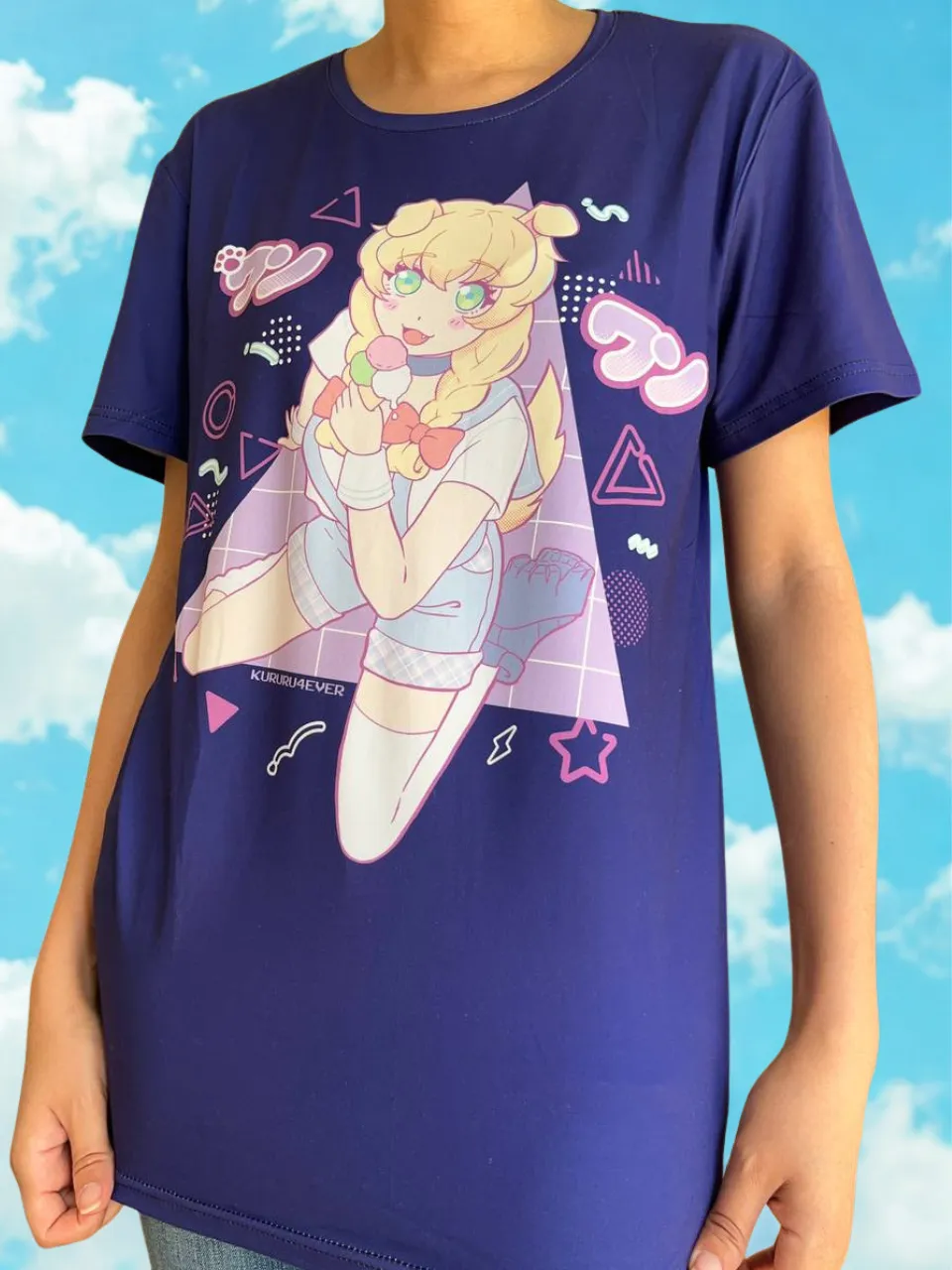 Kururu4ever Limited Dog Girl Purple Shirt skjorte M modal løs passform