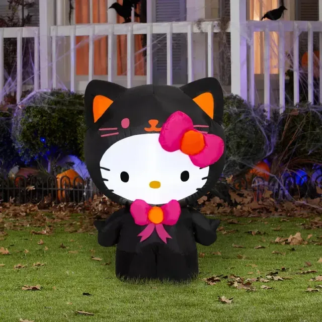 Hello Kitty 3ft Airblown-oppblåsbar Halloweenfigur Black Cat LED
