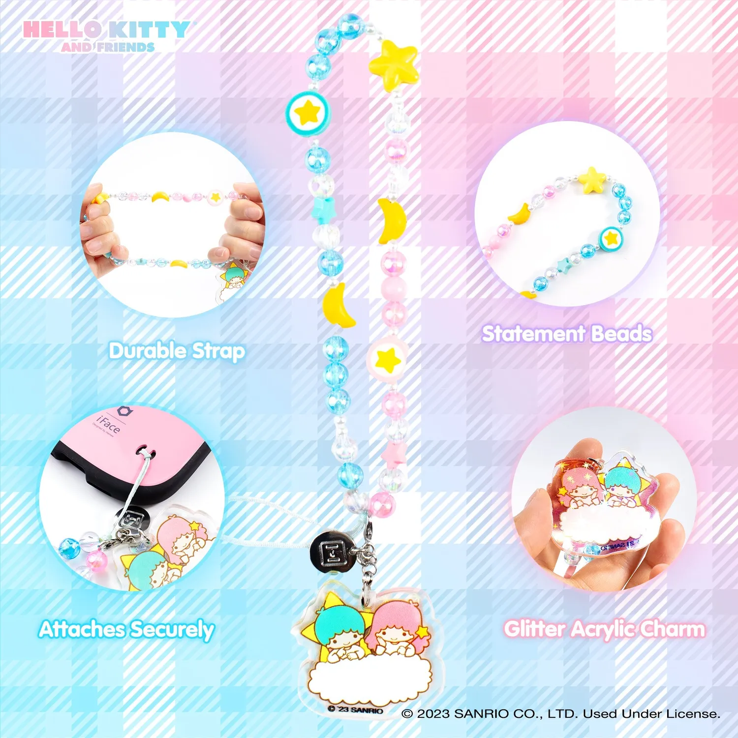 Hello Kitty and Friends LittleTwinStars Beaded Charm håndleddsstropp til mobil