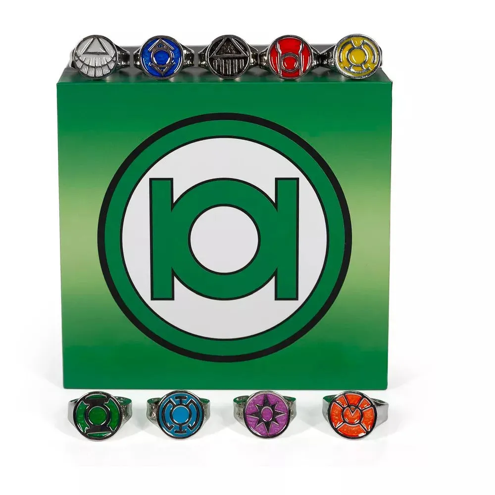 Green Lantern Emotional Spectrum justerbart ringesett 9 ringer størrelse 9–12