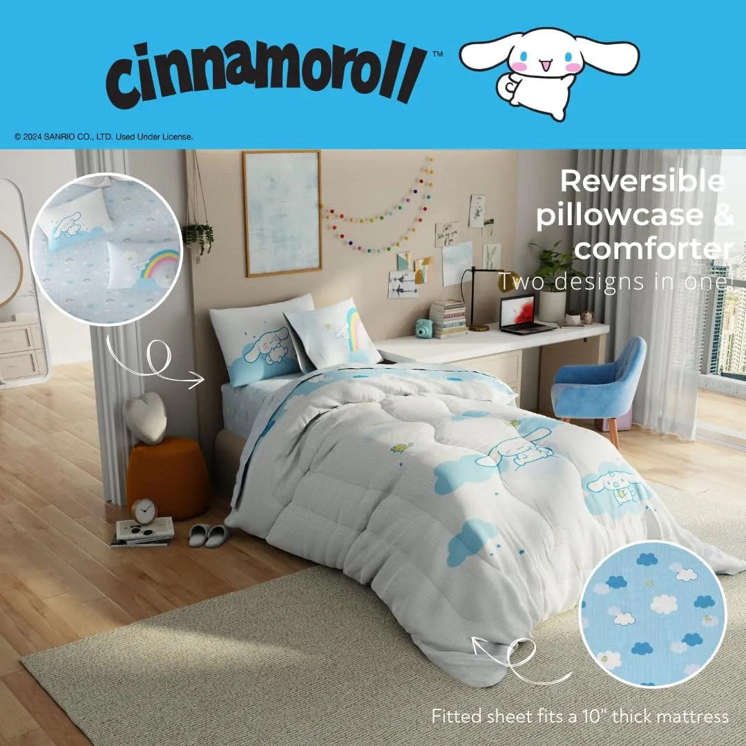 Hello Kitty Cinnamoroll Cloudy Days sengetøy Twin 4 deler vendbart