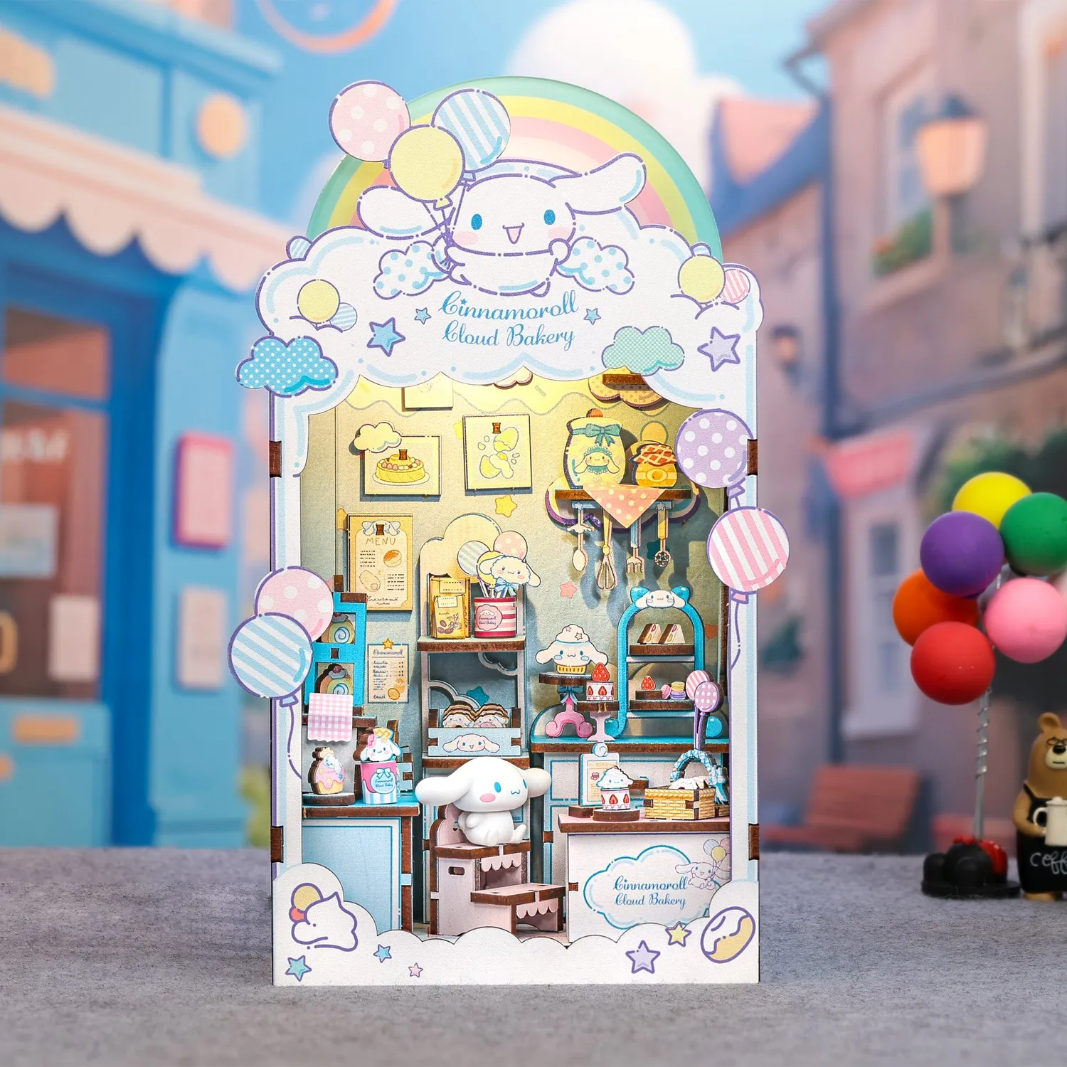 Hello Kitty Cinnamoroll Cloud Bakery DIY Book Nook Kit bokhyllekit LED