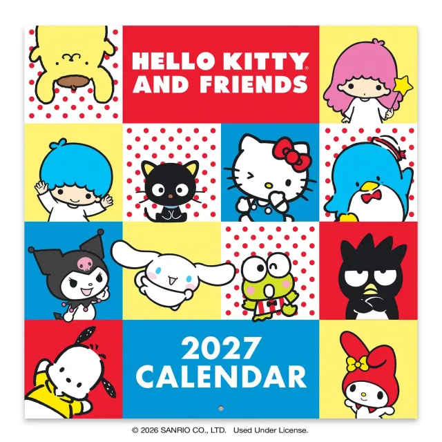 Hello Kitty and Friends 2027 Retro veggkalender 12 måneder