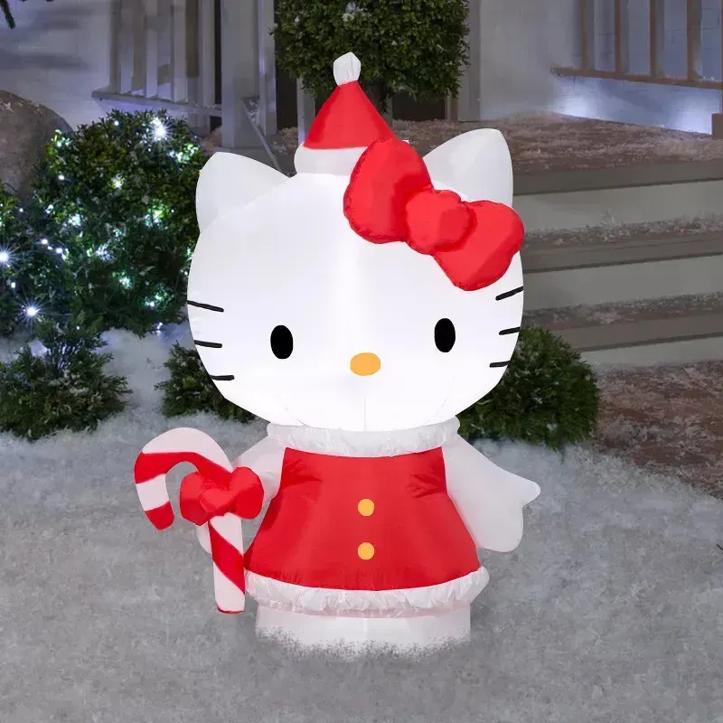 Hello Kitty Holiday Dress oppblåsbar julefigur 3,5 fot med LED-lys