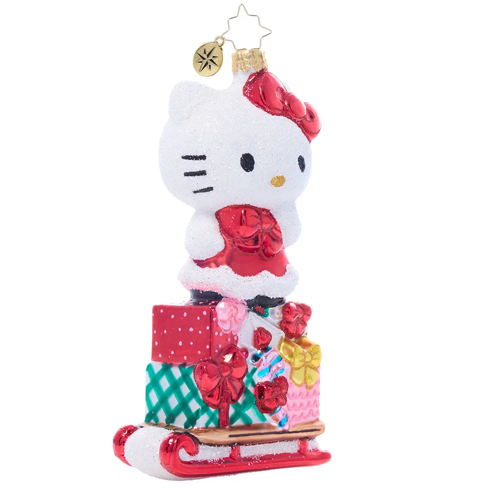 Hello Kitty x Christopher Radko Happy Holidays glasspynt håndlaget