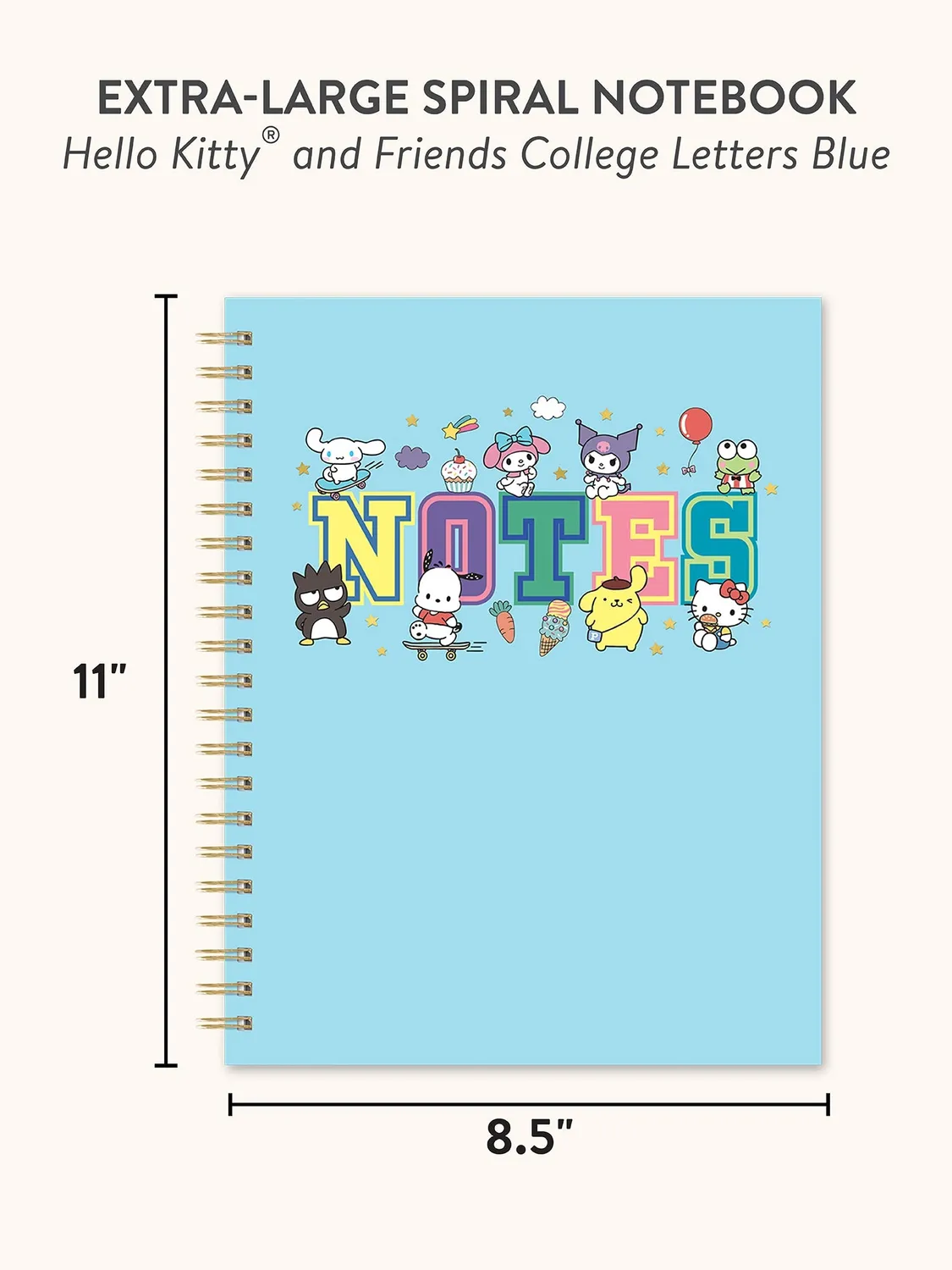 Hello Kitty and Friends x Studio Oh! College Letters Blue spiralnotatbok ekstra stor