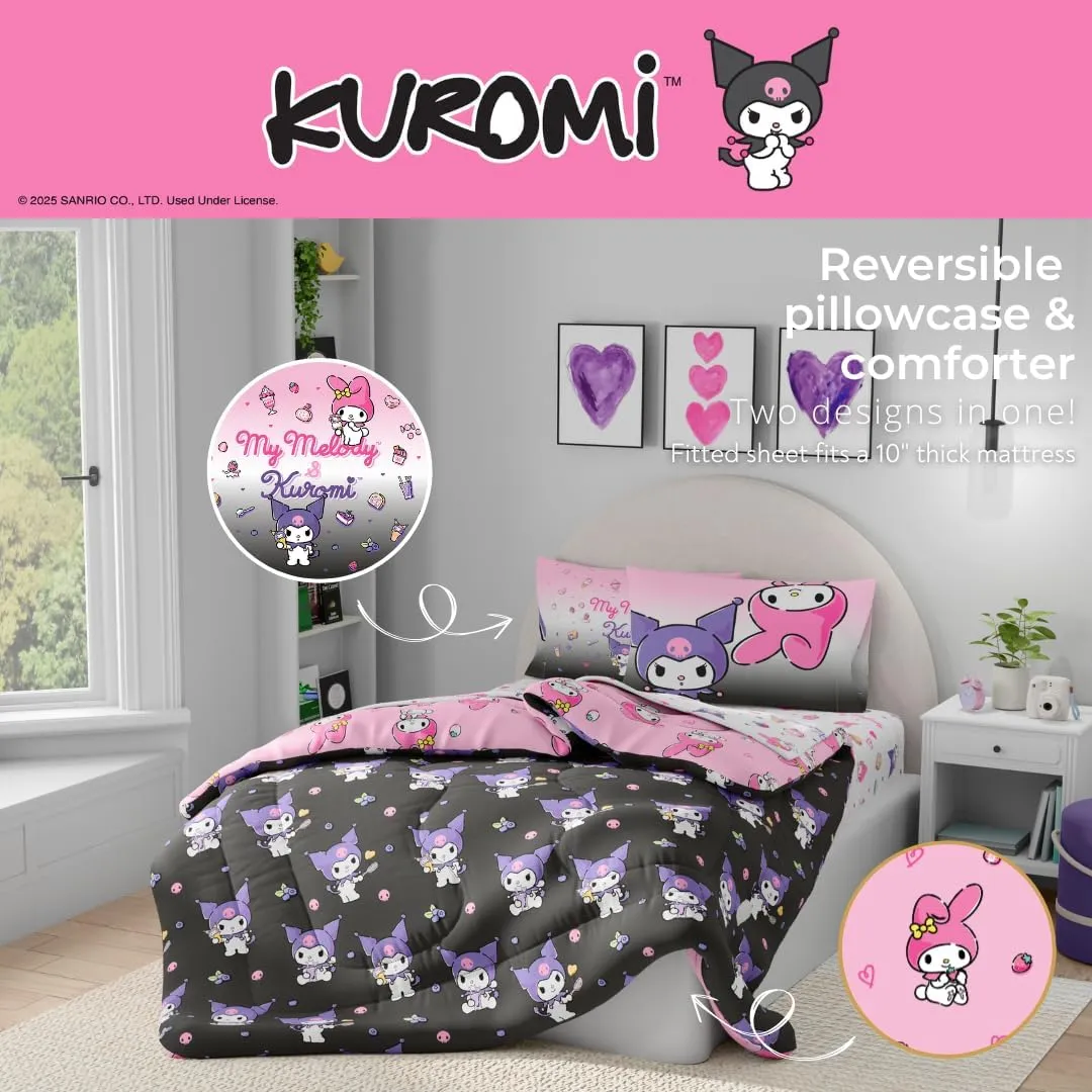 My Melody & Kuromi Besties Bedding Set sengesett vendbart Twin 5 deler