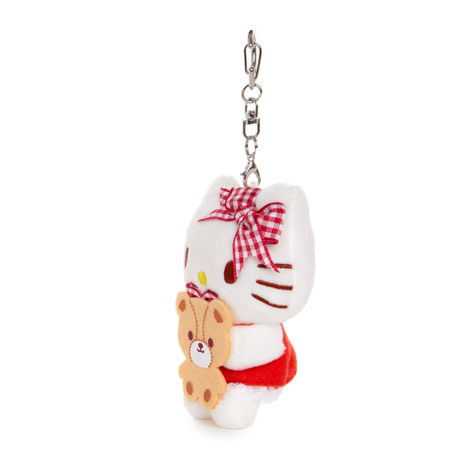 Hello Kitty Plush Mascot Keychain nøkkelring rød gingham