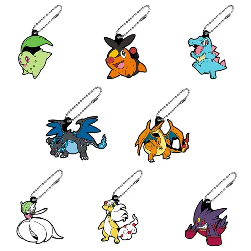 Pokémon Rubber Mascot Charm nøkkelring tilfeldig modell
