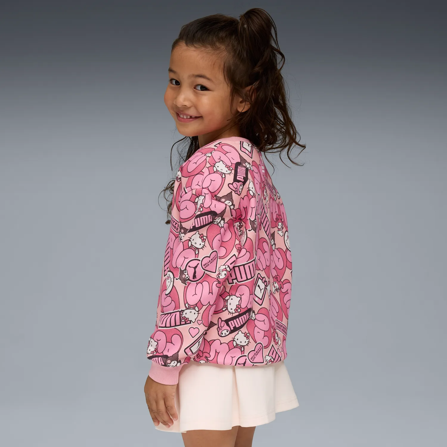 Hello Kitty and Friends x PUMA Kids Relaxed All-over Print Crewneck genser Pinkscape