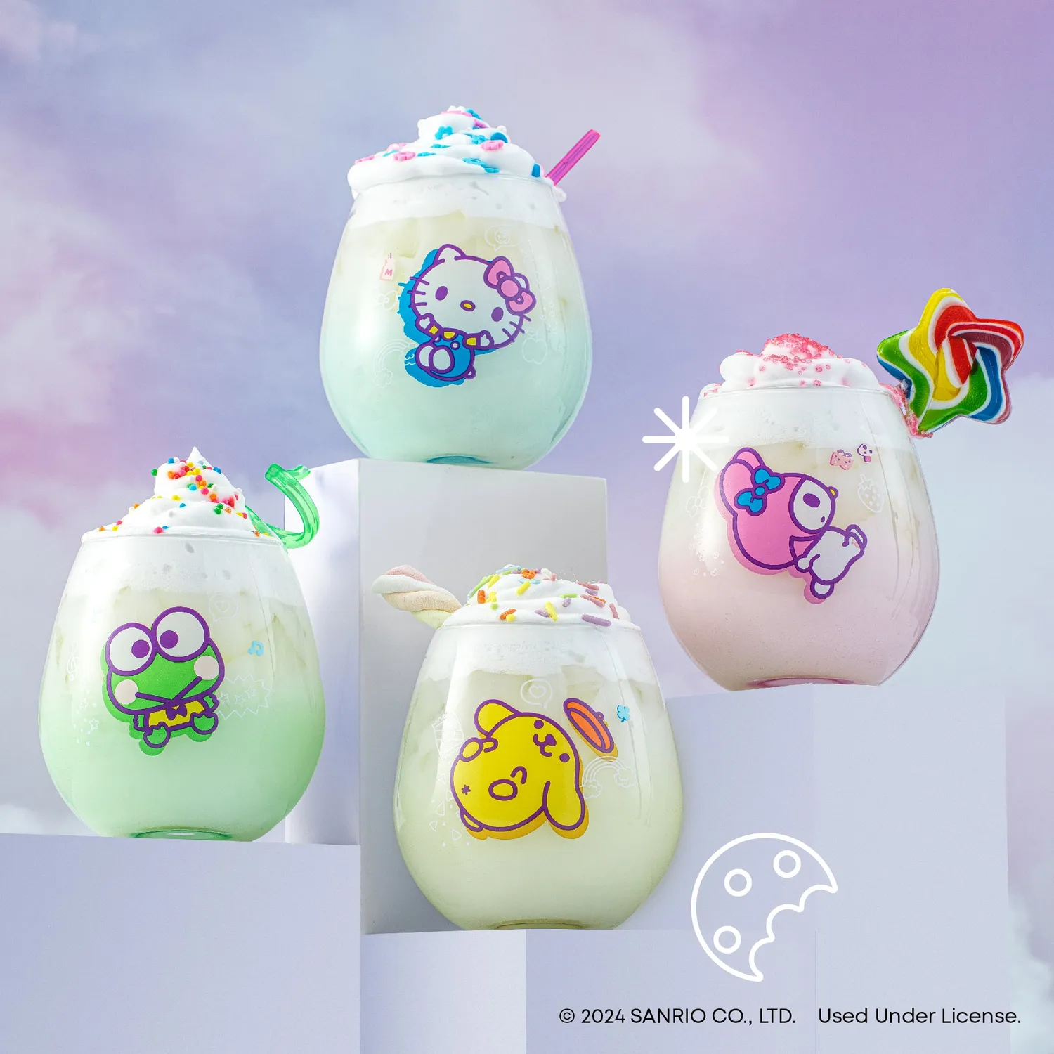 Hello Kitty and Friends Above the Clouds glass uten stett 4-pakning