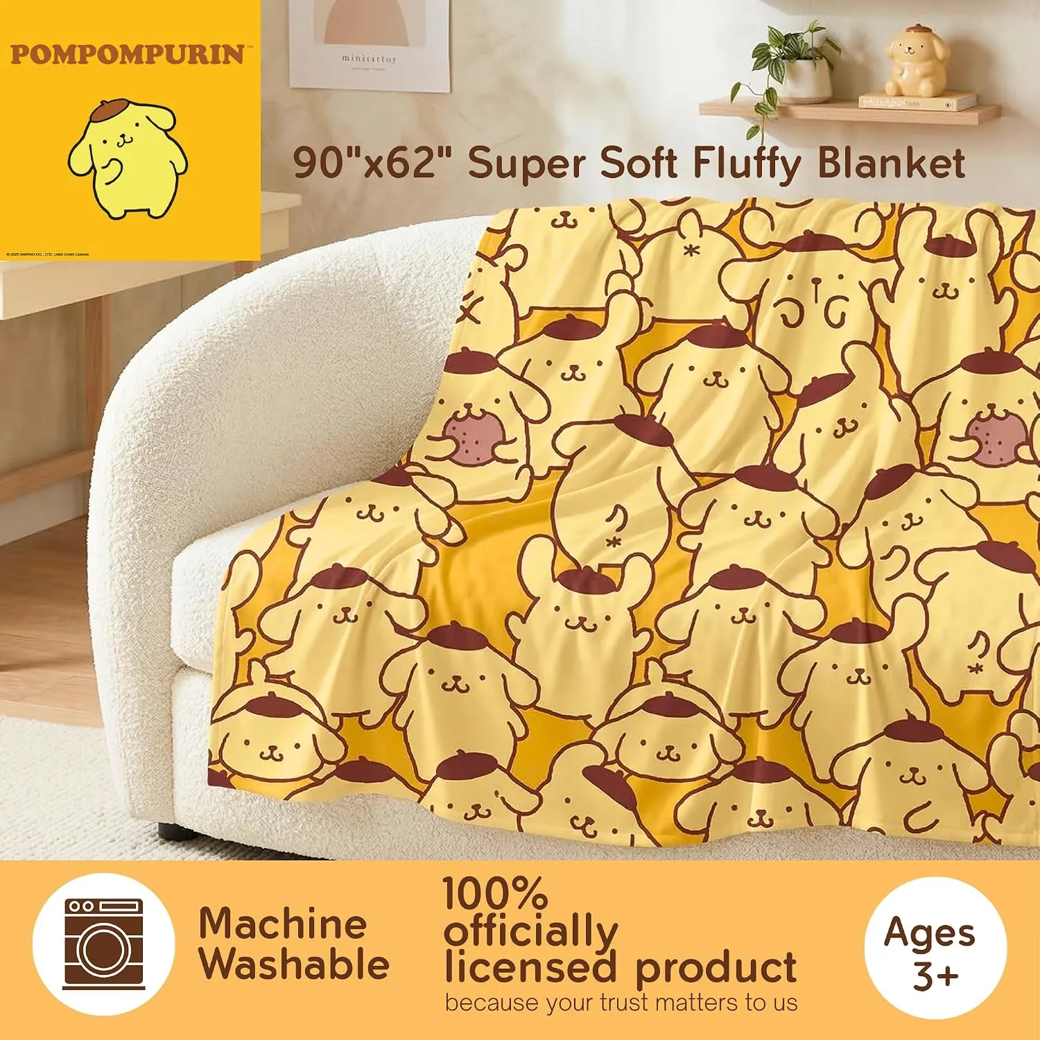 Hello Kitty Pompompurin Throw Blanket (On Repeat) pledd
