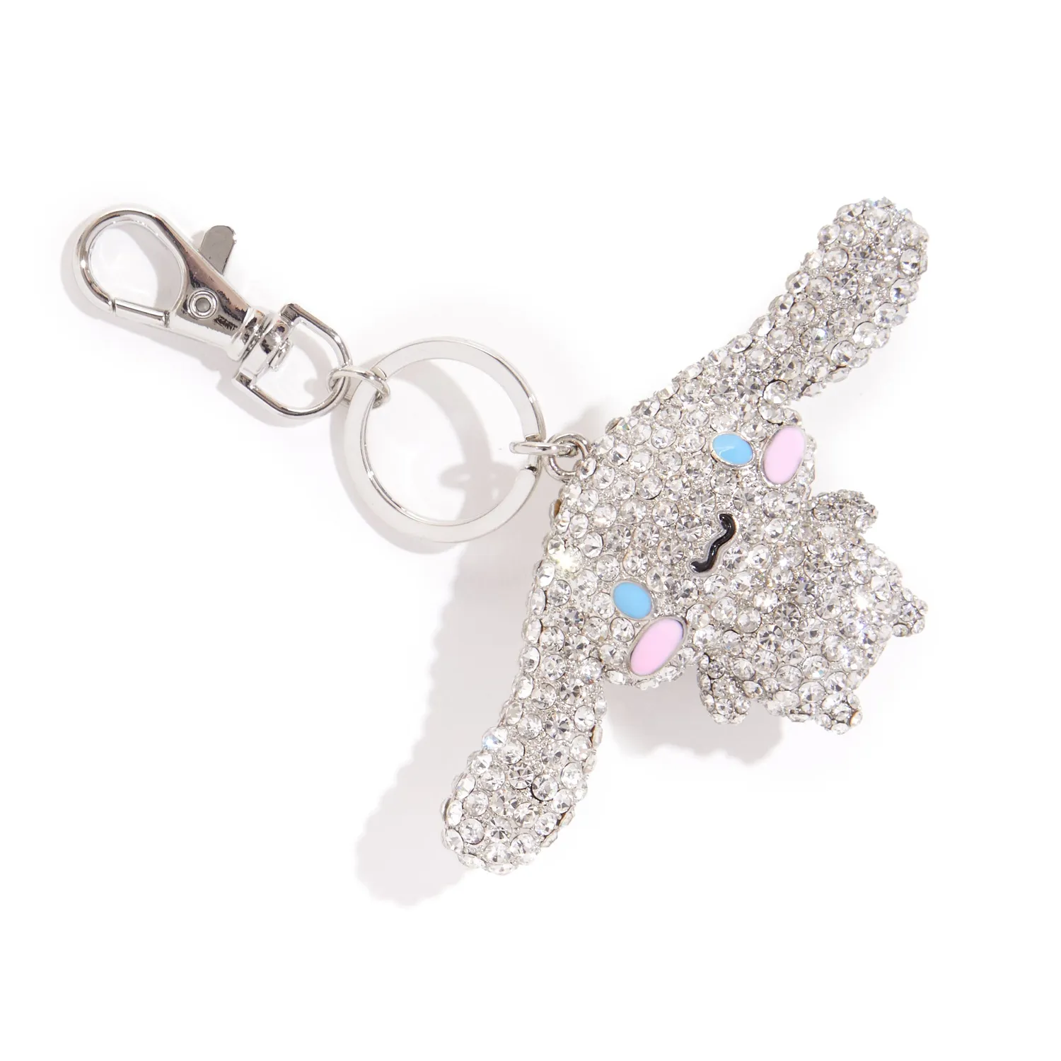 Hello Kitty Cinnamoroll Pave 3D Bling nøkkelring sølv