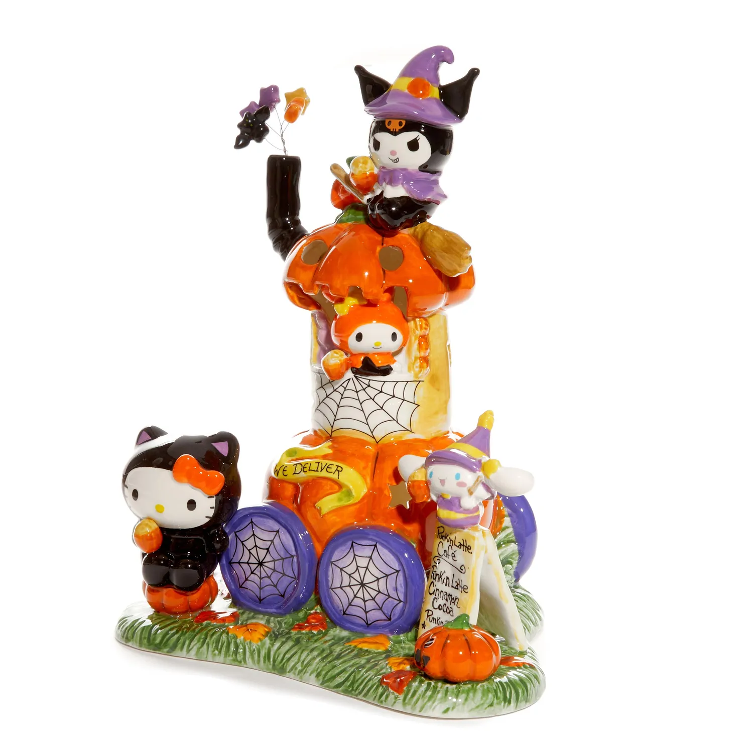 Hello Kitty and Friends Pumpkin Café Latte Candle House keramikklysestake håndmalt
