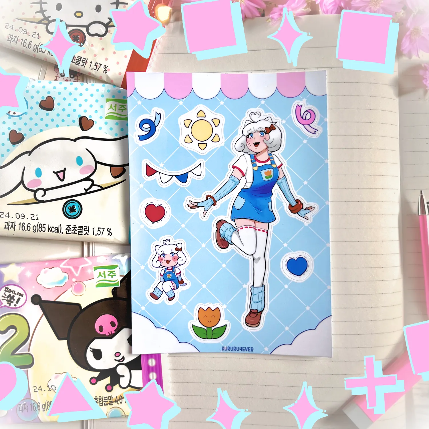 Kururu4ever Cute Sanrio Inspired Sticker Sheets All 3 klistremerkeark