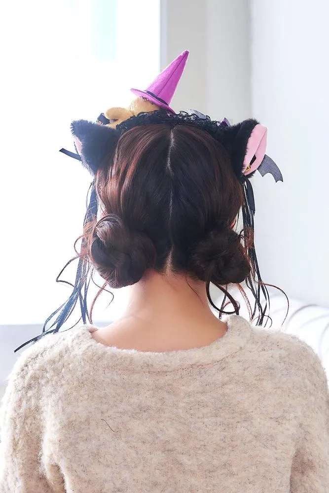 Neo Tokyo Kawaii Fashion Halloween Decorated hårbøyle svarte katteører