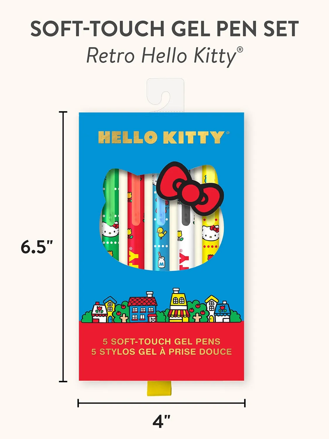 Hello Kitty x Studio Oh! Retro Red Soft-Touch gelpenner, 5-pakning