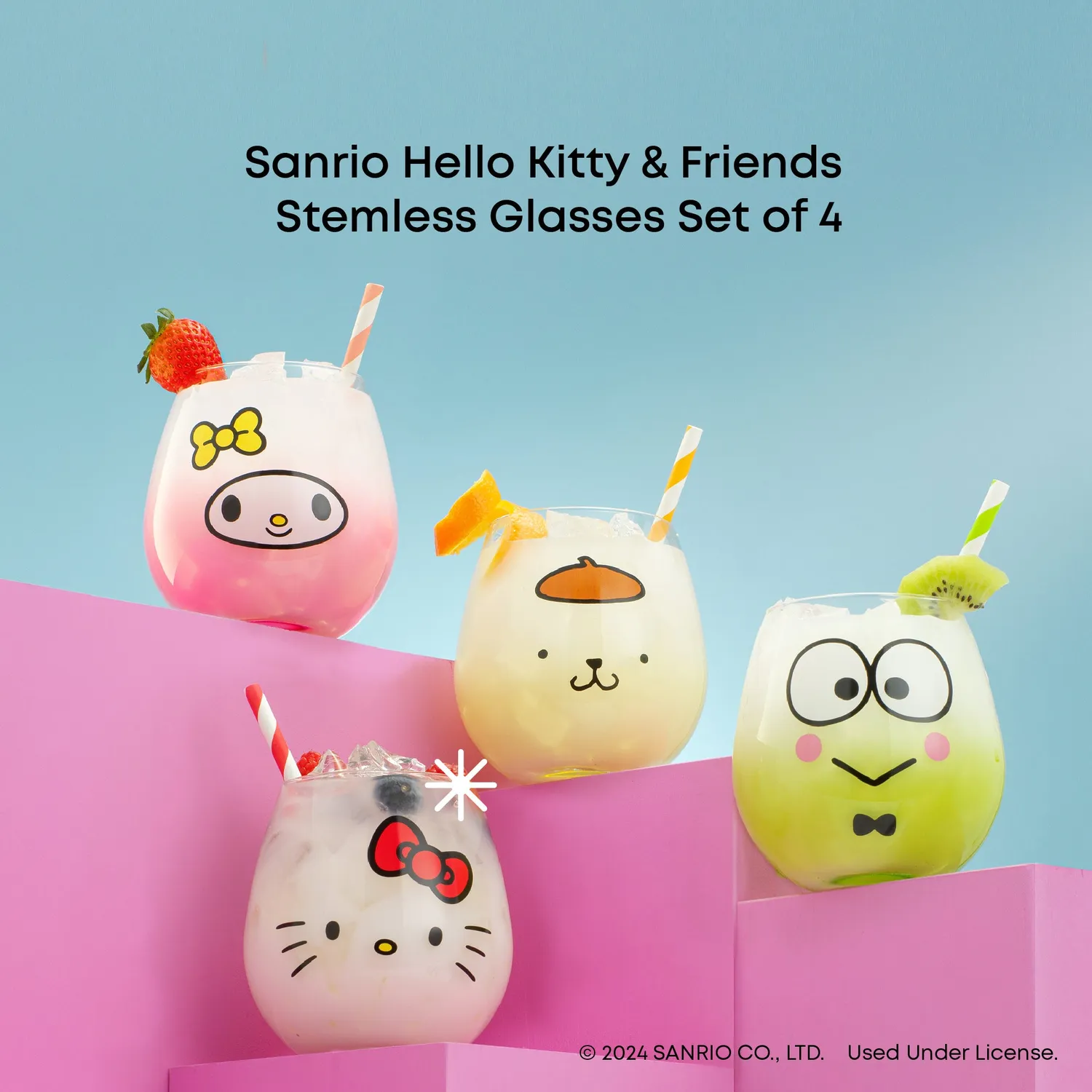 Hello Kitty JoyJolt Hello Kitty and Friends Hello Sippy Stemless Glasses glass 4 stk
