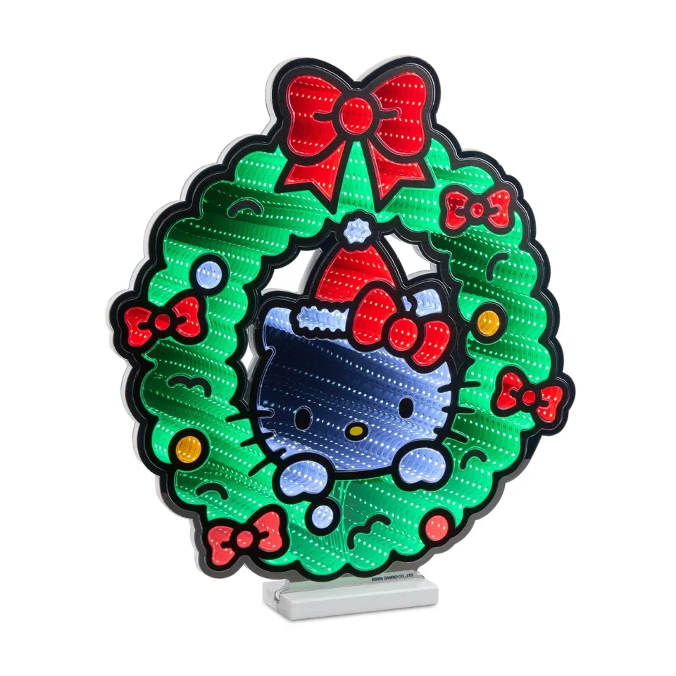 Hello Kitty 20" Holiday Wreath lysdekorasjon rød og grønn