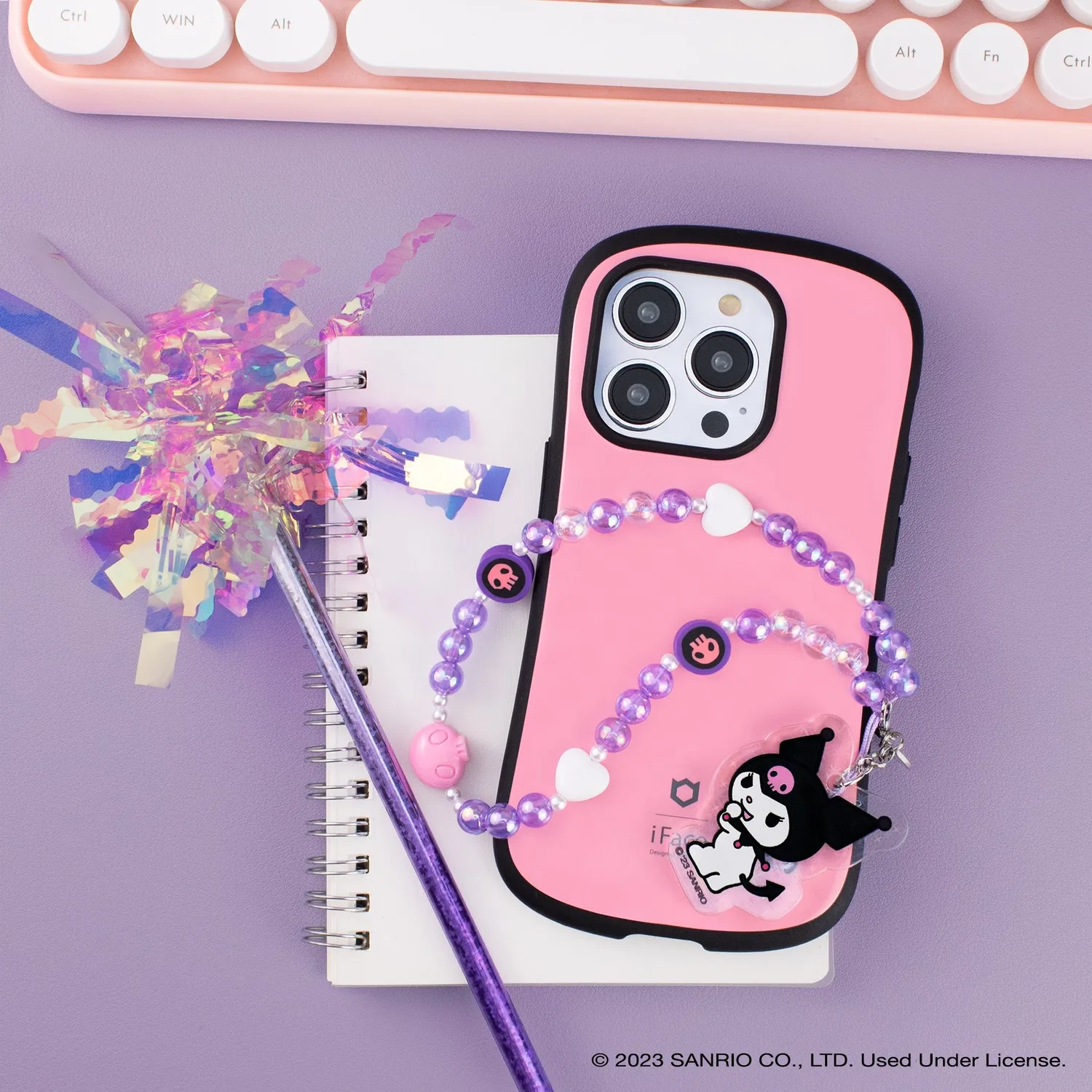 Hello Kitty Kuromi Beaded Charm Mobile Phone Wrist Strap mobilrem
