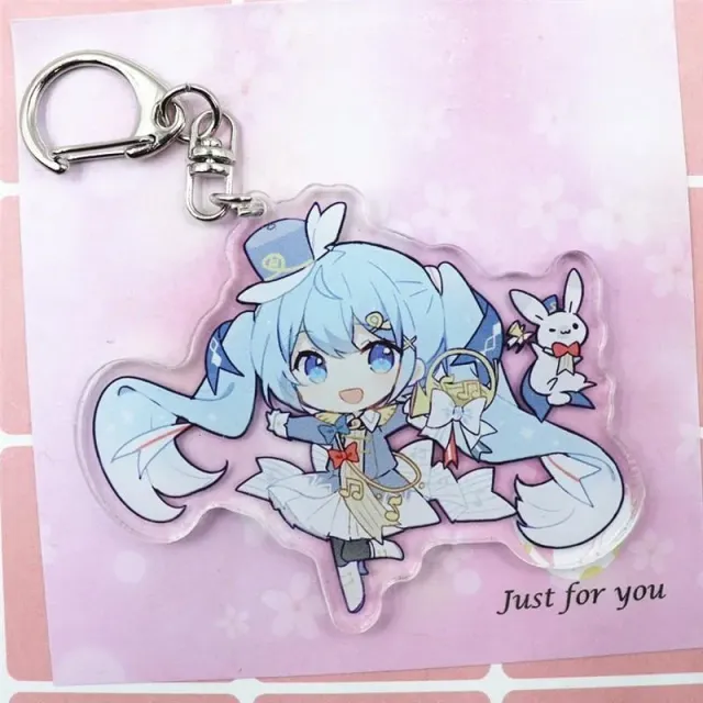 Neo Tokyo Vocaloid Chibi Snow Miku & Yukine 2020 Ver. akrylnøkkelring 5 cm