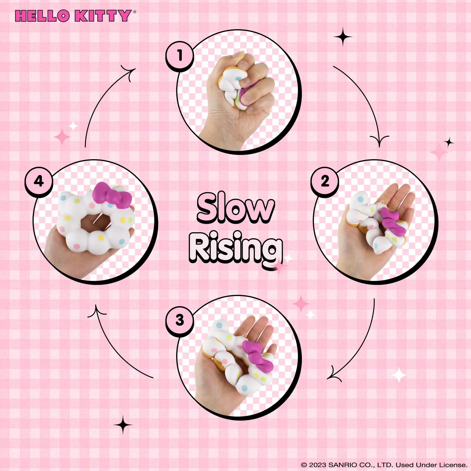 Hello Kitty Mochi Donut Squishy nøkkelring Rainbow