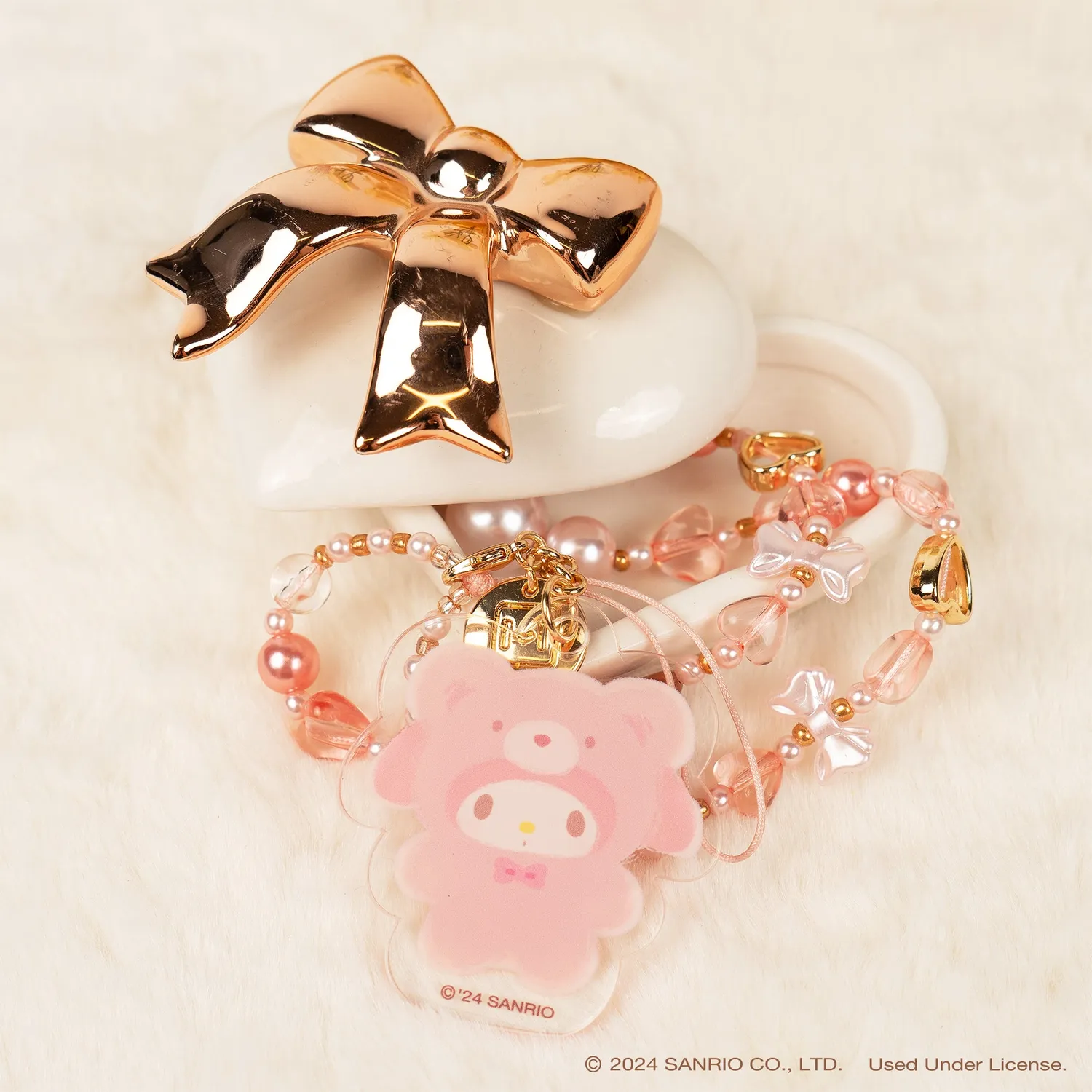 Hello Kitty and Friends My Melody Latte Bear mobilstropp med perler