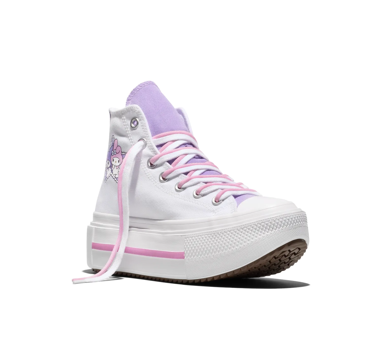 Converse My Melody & Kuromi Chuck Taylor All Star Lift Double Stack platåsko WHT/PNK/PPL – unisex