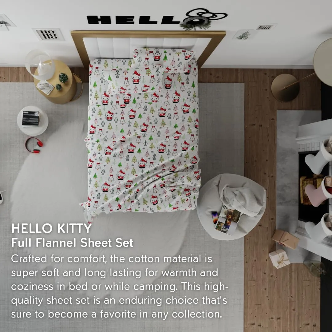 Hello Kitty Holiday Cotton Flannel Sheet Set sengesett bomull