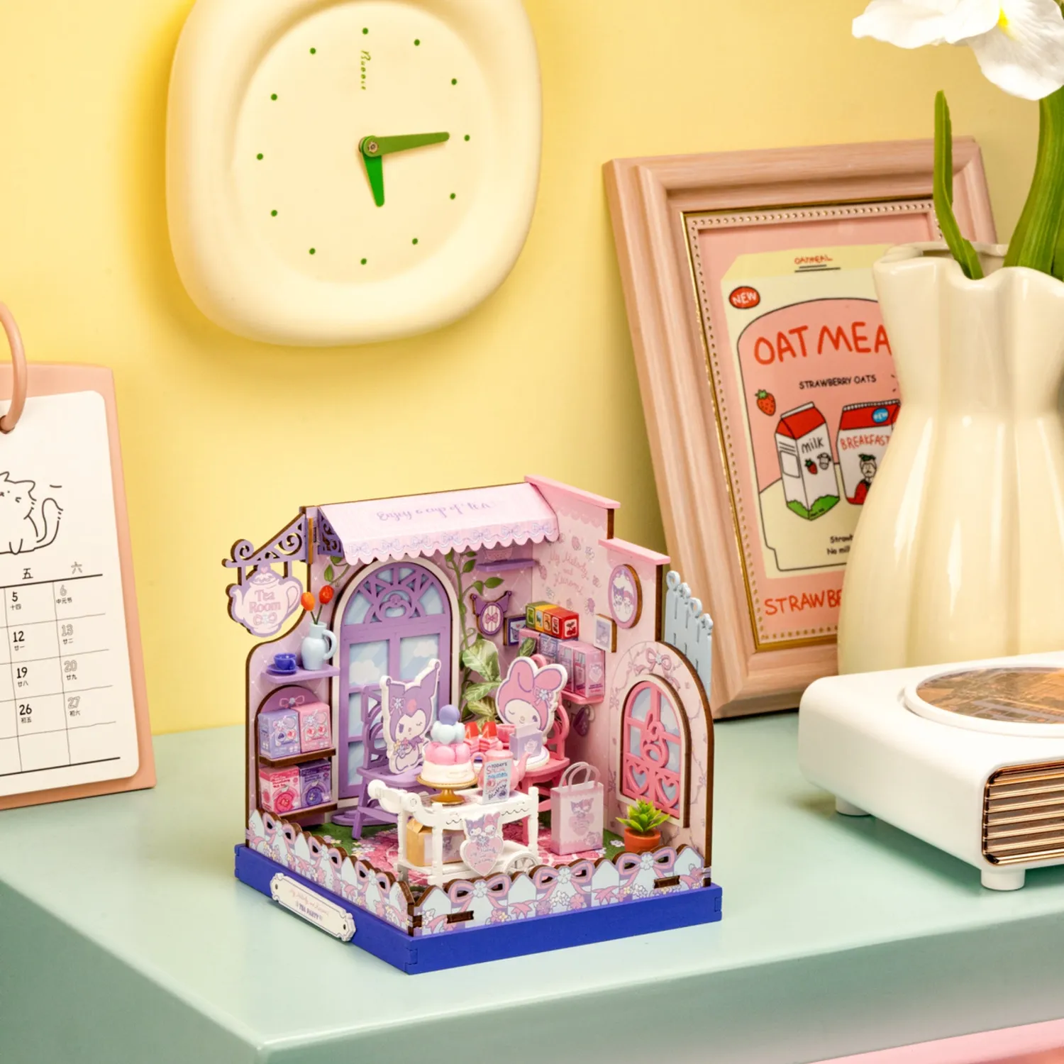 Hello Kitty My Melody & Kuromi Tea Party DIY miniatyrhus 134 deler