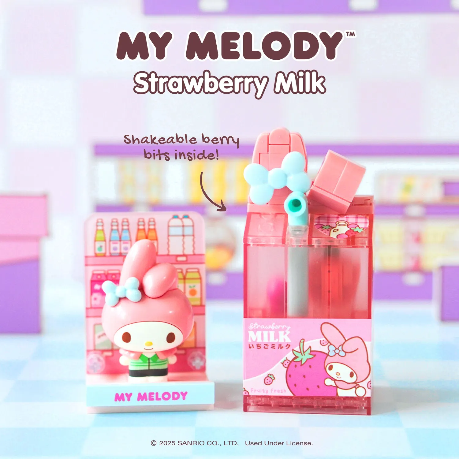 Hello Kitty My Melody Konbini Building Blocks Set Strawberry Milk byggesett