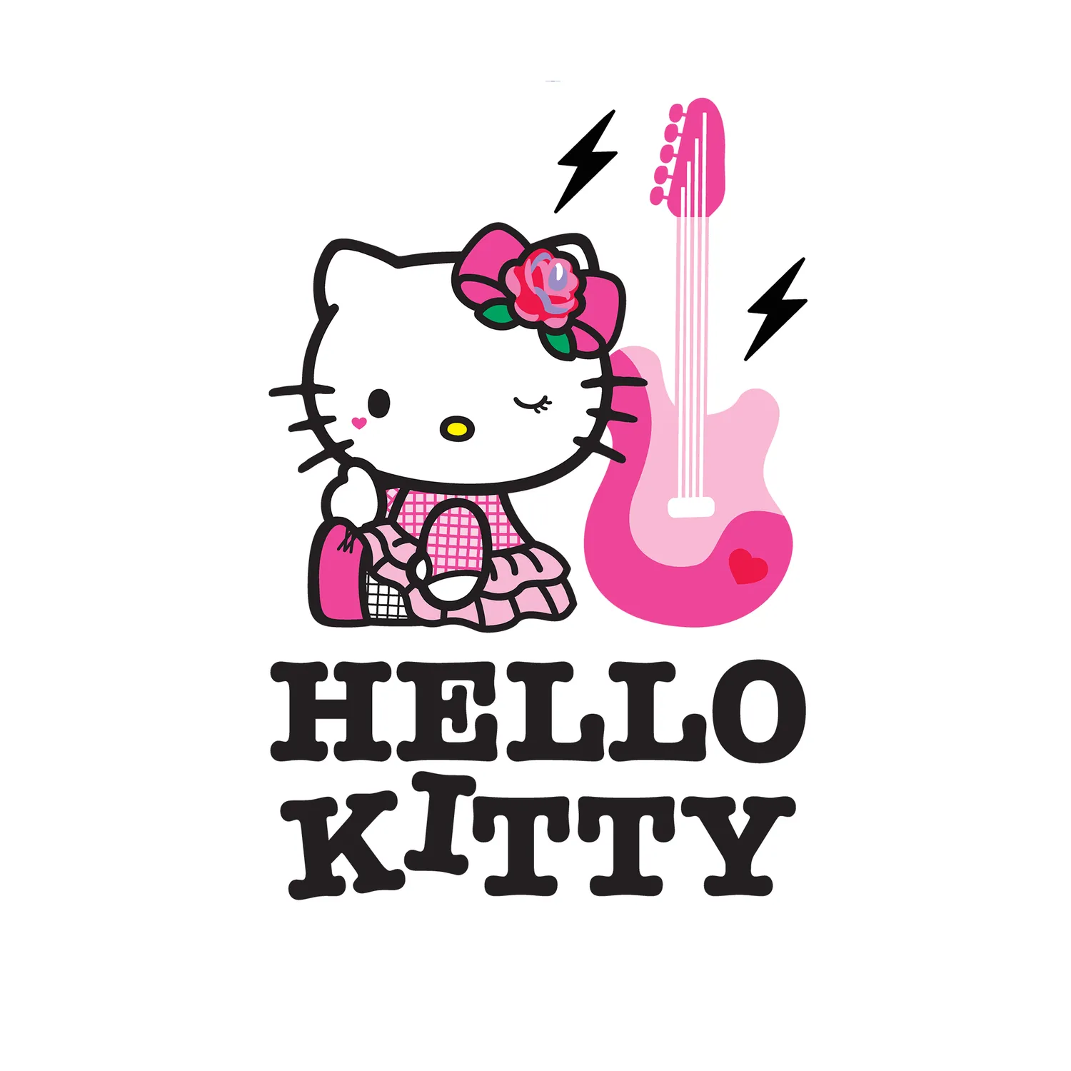 Hello Kitty Rock On T-skjorte svart